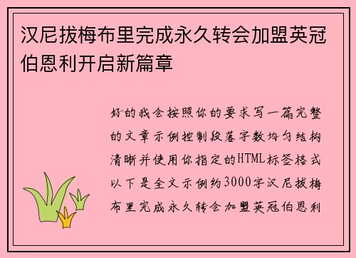 汉尼拔梅布里完成永久转会加盟英冠伯恩利开启新篇章